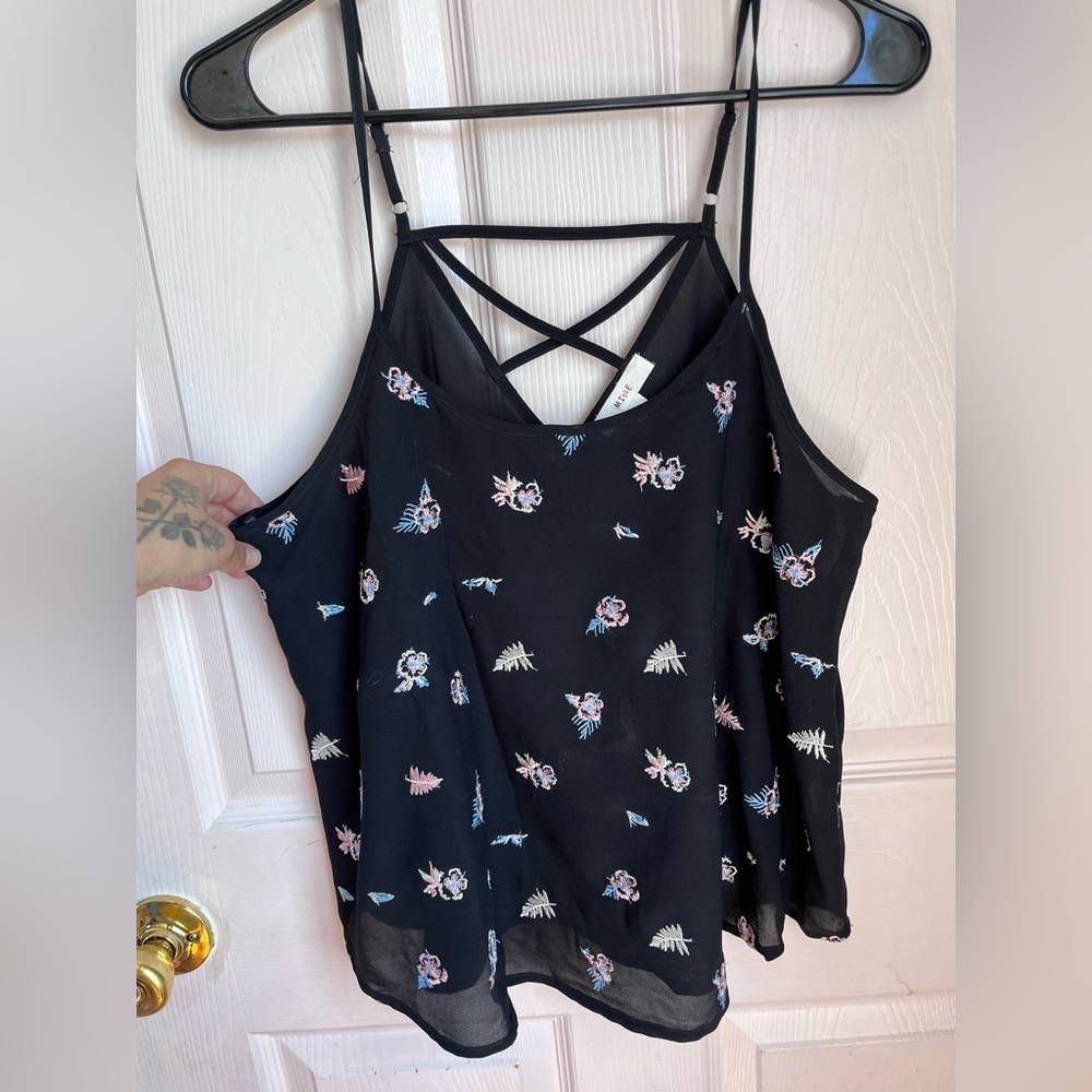 Mine Black Sleeveless Asymmetrical Camisole